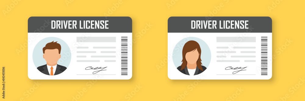 Driver license icon in flat style. Identification document vector illustration on isolated background. Profile card sign business concept. Driver license icon in flat style. Identification document vector illustration on isolated background. Profile card sign business concept.