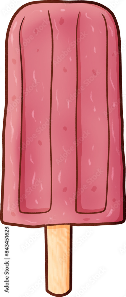 Strawberry Ice Pop Illustration Strawberry Ice Pop Illustration