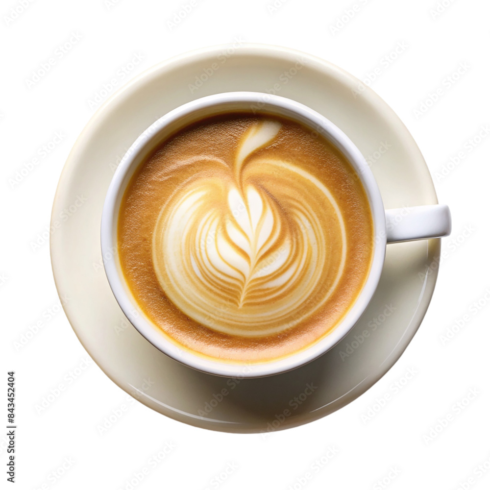 Hot coffee with creme top view Isolated on transparent background Hot coffee with creme top view Isolated on transparent background