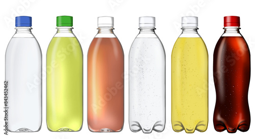 ペットボトルの飲み物　ラベルなし　水　日本茶　炭酸　ジンジャーエール　コーラ