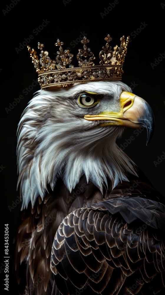 Obraz premium Crowned eagle on a black background