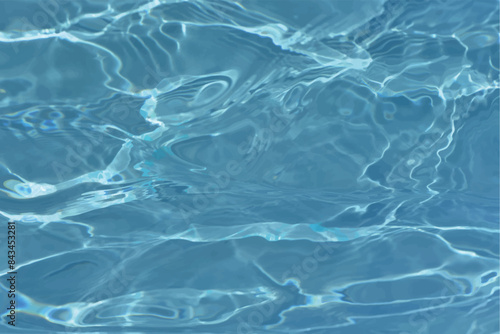 Blue water with ripples on the surface. Defocus blurred transparent blue colored clear calm water surface texture with splashes and bubbles. Water waves with shining pattern texture background.