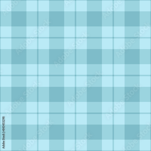 Checkered seamless tartan texture, comfort background plaid vector. Duvet pattern check textile fabric in cyan and light colors.