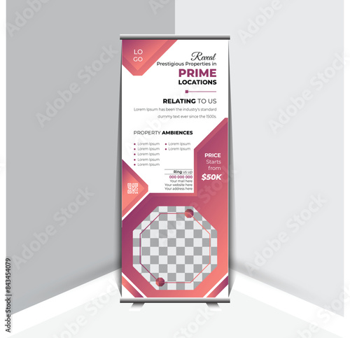 Sophisticated roll up clean style banner template design