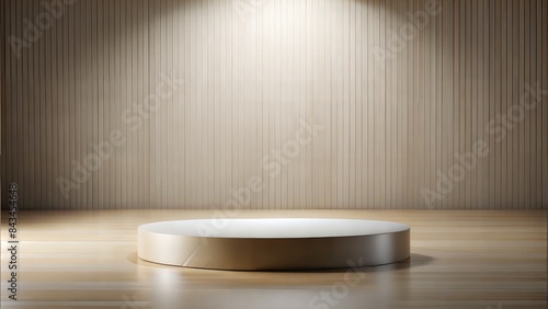 Podium with Neutral Blur: A podium with a blurred background, focusing on the floor and wall for a clean and minimalist product display. 