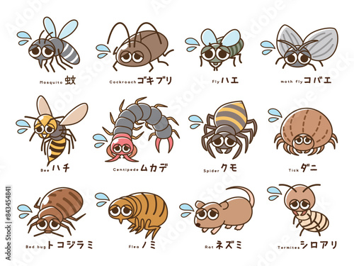 害虫駆除のイラストセット(汗)