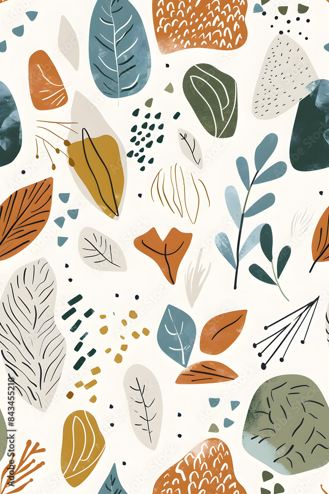Seamless pattern of abstract Scandinavian art print with blend organic shapes and elements Seamless pattern of abstract Scandinavian art print with blend organic shapes and elements