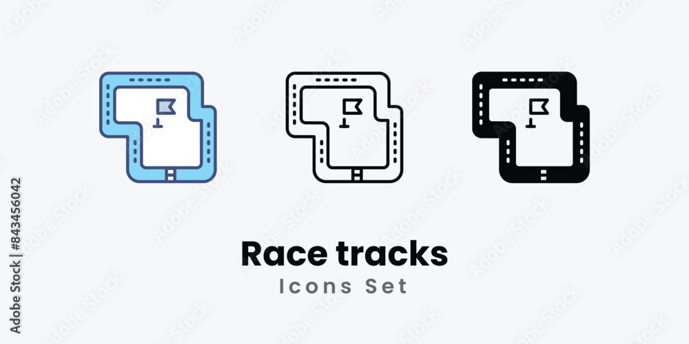Race tracks icons vector set stock illustration. Race tracks icons vector set stock illustration.