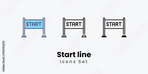 Start line icons vector set stock illustration.