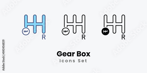 Gear Box icons vector set stock illustration.
