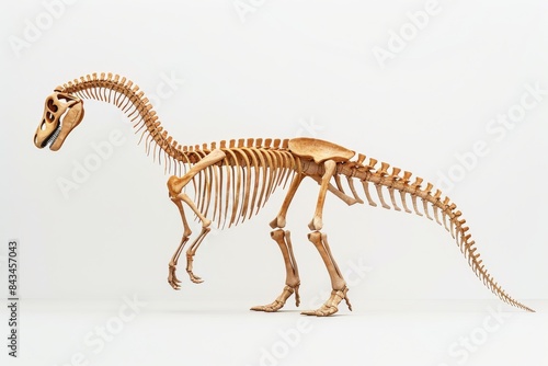 Dinosaur Skeleton Pose in White Studio