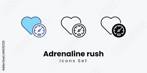 Adrenaline rush icons vector set stock illustration.