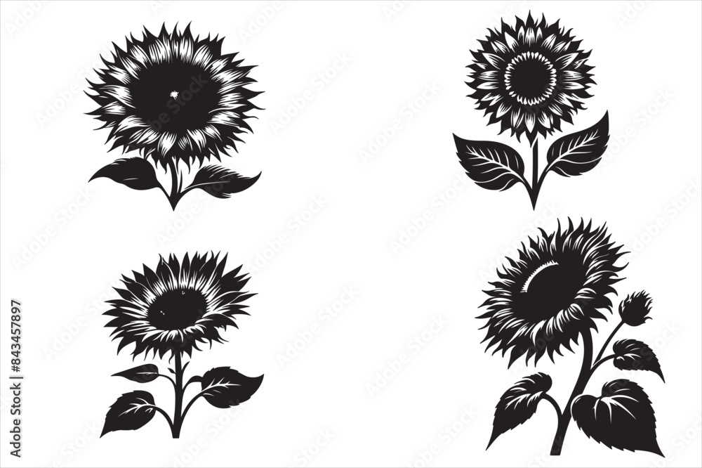 Obraz premium Sunflower silhouette vector illustratino