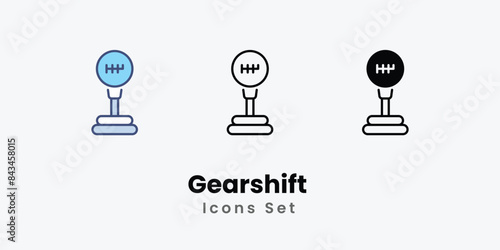 Gearshift icons vector set stock illustration.
