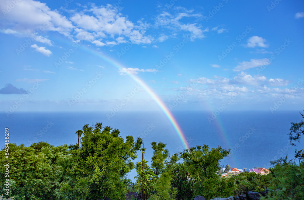 Rainbow, Island La Palma, Canary Islands, Spain, Europe. Rainbow, Island La Palma, Canary Islands, Spain, Europe.