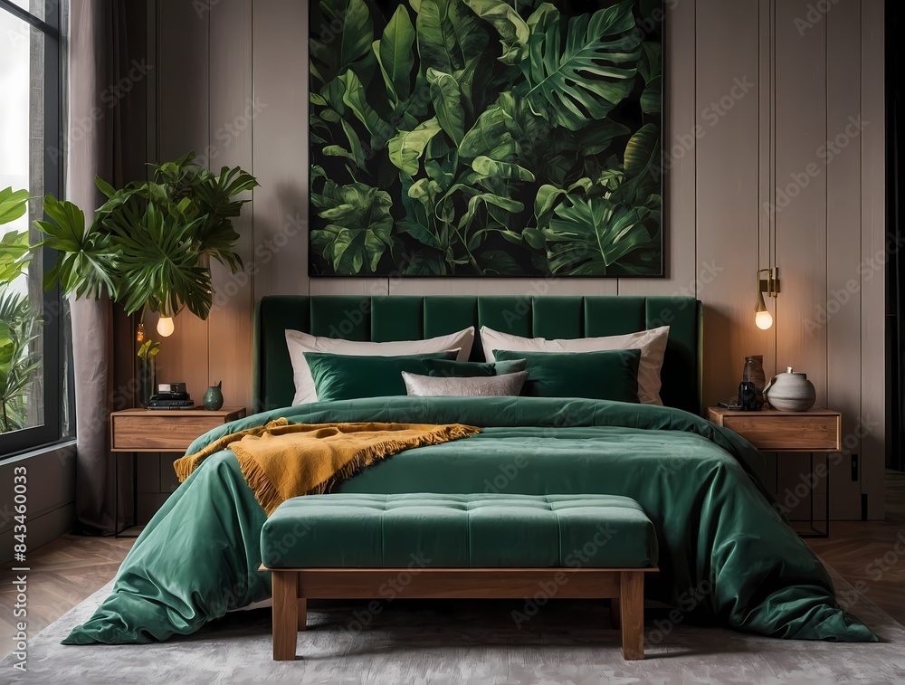 Modern bedroom with a bed interior. Luxury bedroom with a bed modern ...