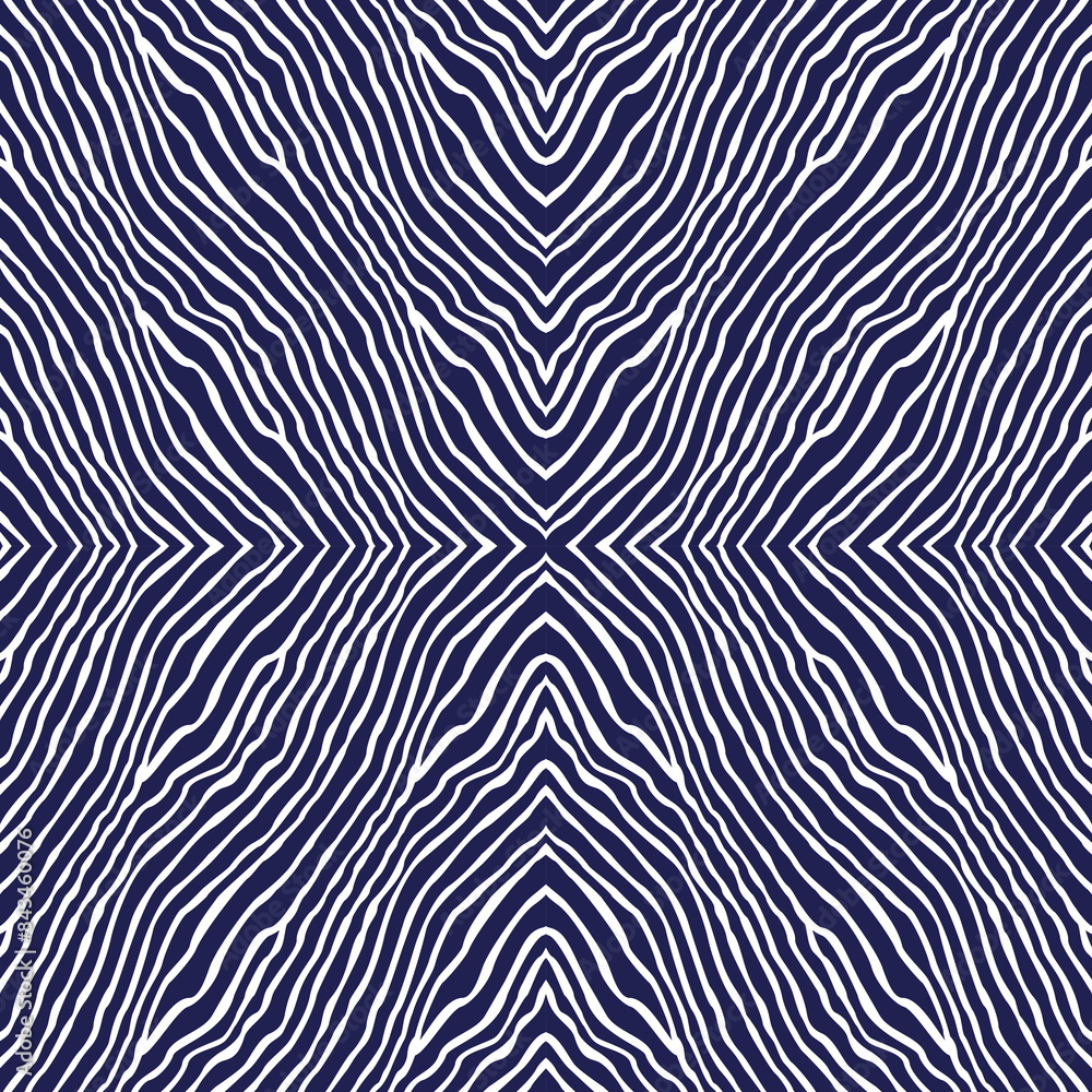 Vector ikat seamless pattern from black and white wavy stripes, zebra skin prints Vector ikat seamless pattern from black and white wavy stripes, zebra skin prints