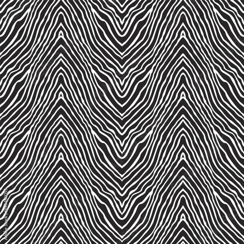 Vector zigzag seamless pattern from black and white wavy stripes, zebra skin prints 