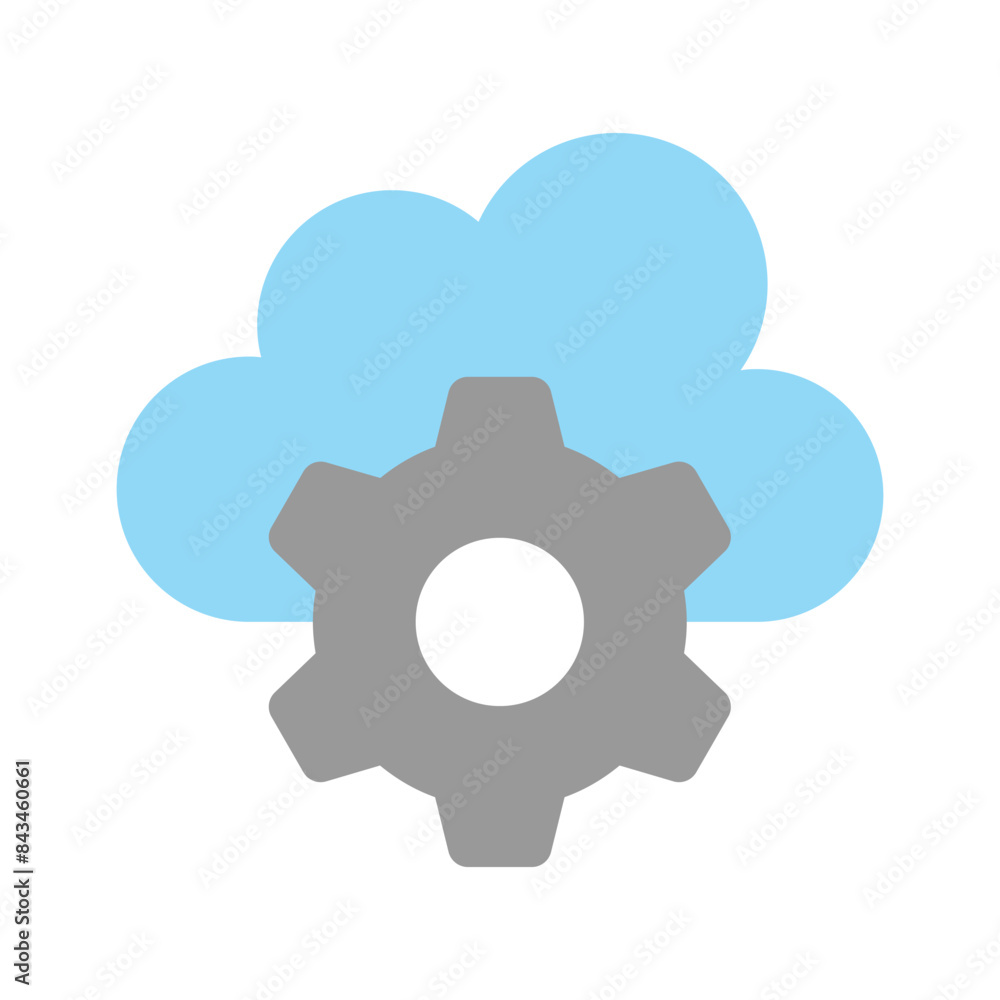 Gear with cloud showing icon of cloud setting, cloud management Gear with cloud showing icon of cloud setting, cloud management