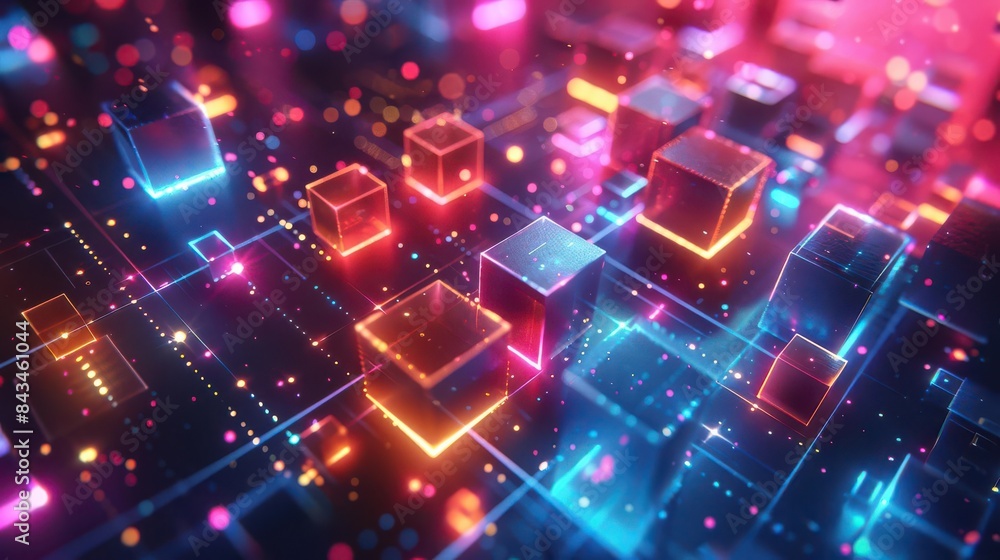 Futuristic 3D glow background, glowing geometric shapes Futuristic 3D glow background, glowing geometric shapes