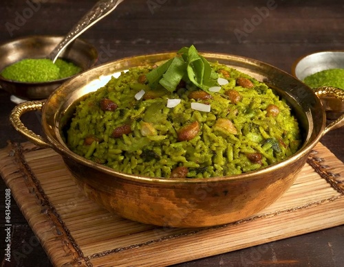 Simple yet flavorful Mexican green rice made with onions cilantro and spinach