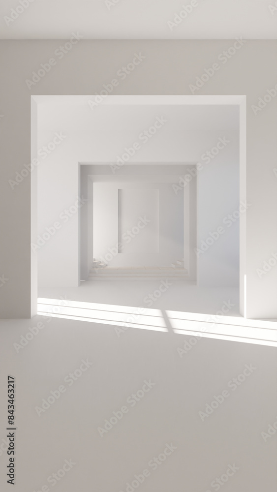 Industrial interior building structure with sun light scene premium photo 3d render Industrial interior building structure with sun light scene premium photo 3d render