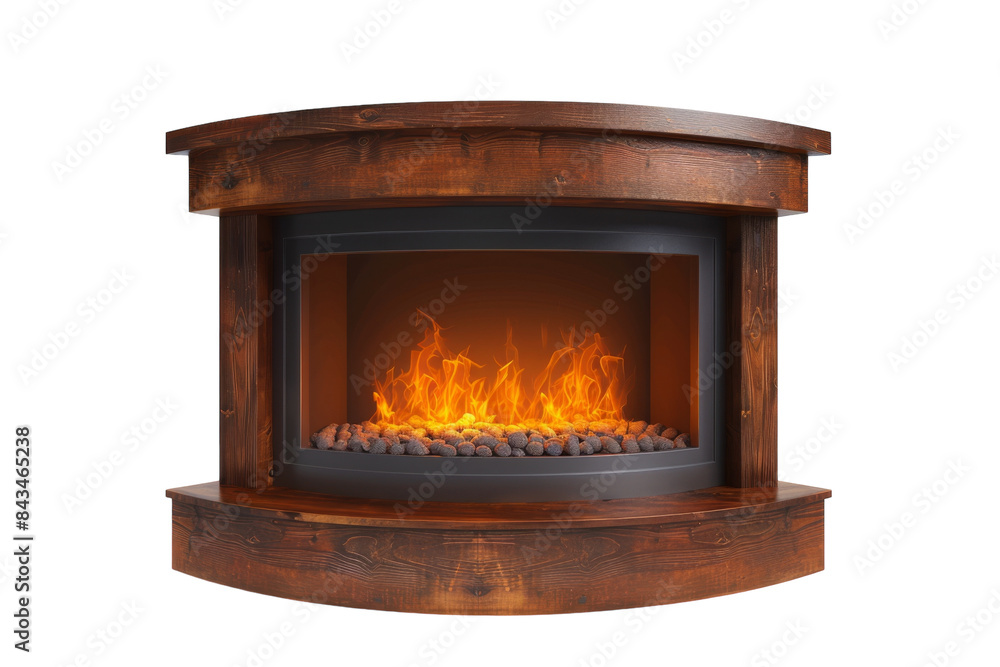 Fototapeta premium Fireside Reverie: Unveiling Electric Fireplace Isolated On Transparent Background