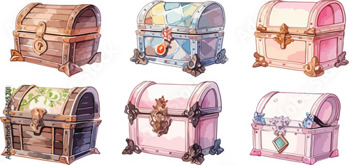 treasure chest watercolor clipart
