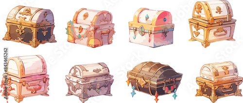 treasure chest watercolor clipart
