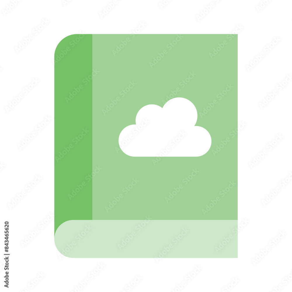 Cloud on book, concept icon of cloud book in modern style Cloud on book, concept icon of cloud book in modern style