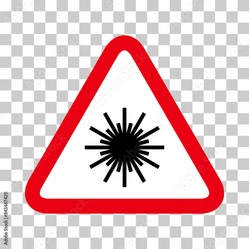 Laser radiation danger label icon, safety protection information symbol vector illustration