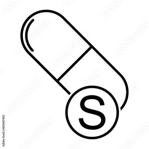 Mineral S icon, healthy medicine pill supplement symbol, complex vitamin vector illustration
