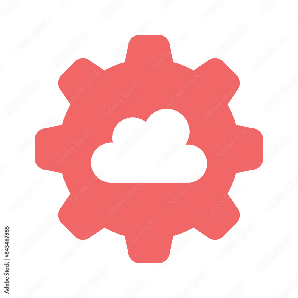 Cloud inside gear showing icon of cloud setting, cloud management Cloud inside gear showing icon of cloud setting, cloud management