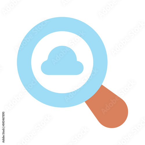 Cloud under magnifier, cloud search icon design, cloud finding vector