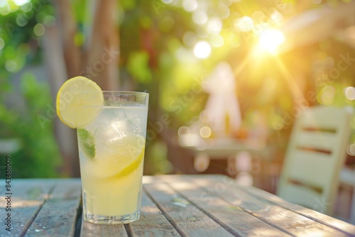 Refreshing Glass of Lemonade on a Sunny Patio