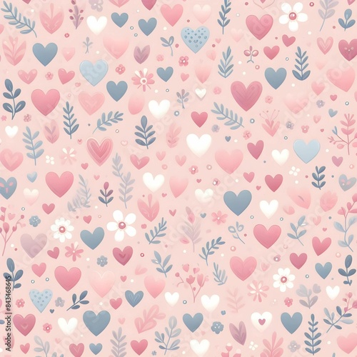 Wallpaper Mural Tiny ditsy Heart pattern, wallpaper, pastel, pink colors, tileable Torontodigital.ca
