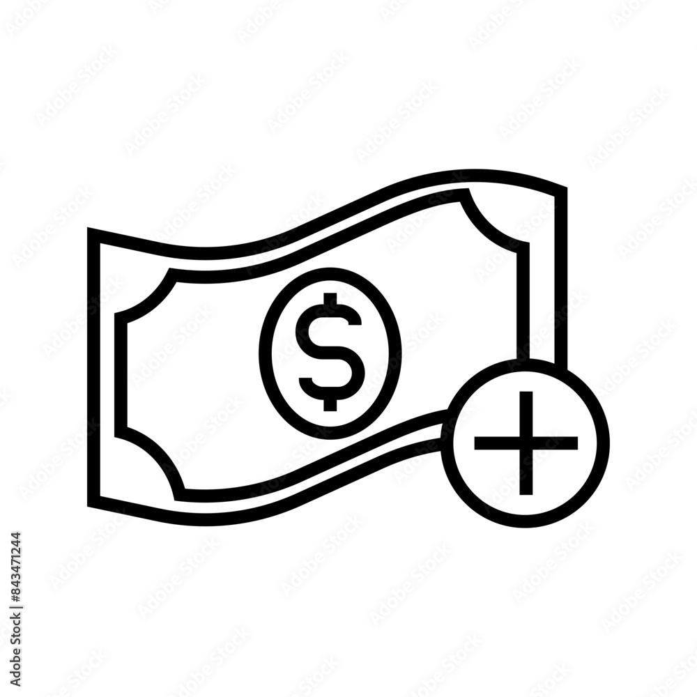 money with add sign, illustration of money deposit and top up icon vector money with add sign, illustration of money deposit and top up icon vector