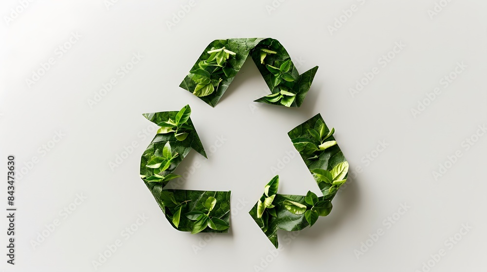 Green recycling symbol on a clean white background, emphasizing sustainability and eco-friendliness Green recycling symbol on a clean white background, emphasizing sustainability and eco-friendliness
