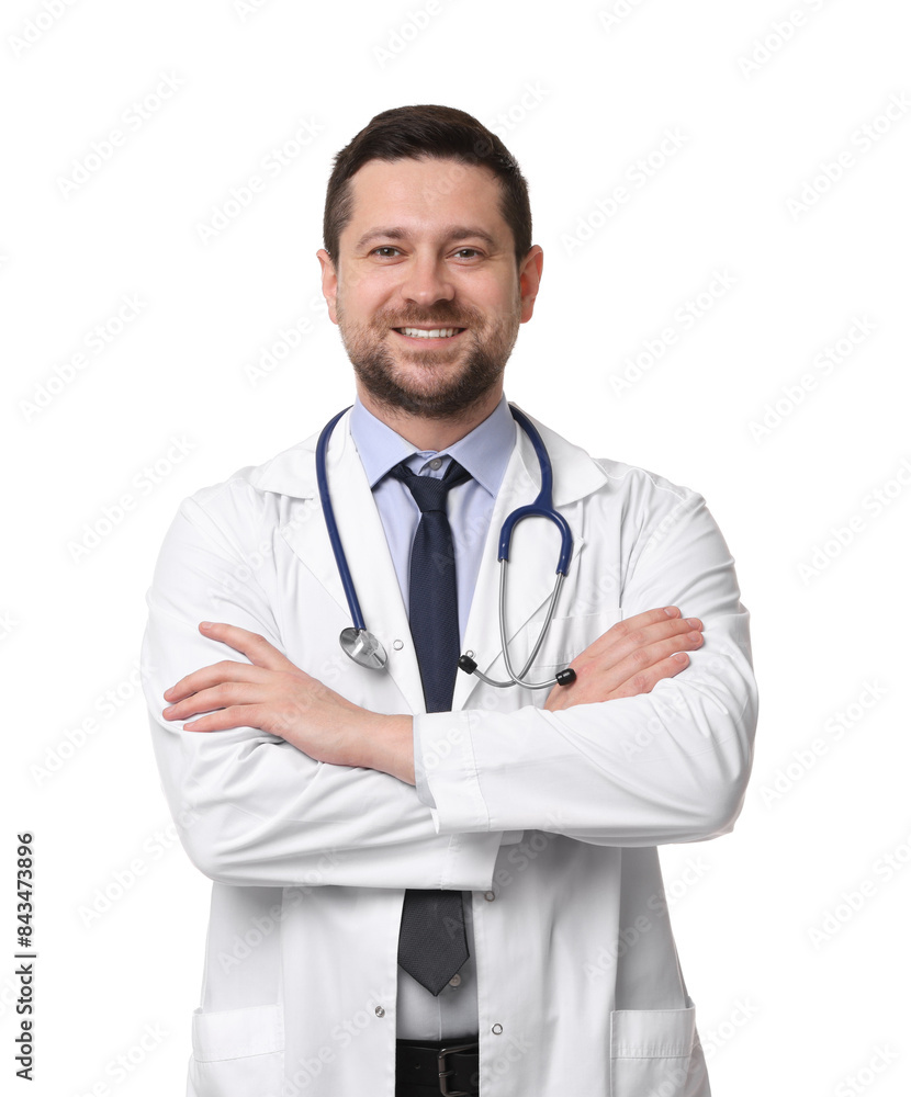 Portrait of smiling doctor isolated on white Portrait of smiling doctor isolated on white