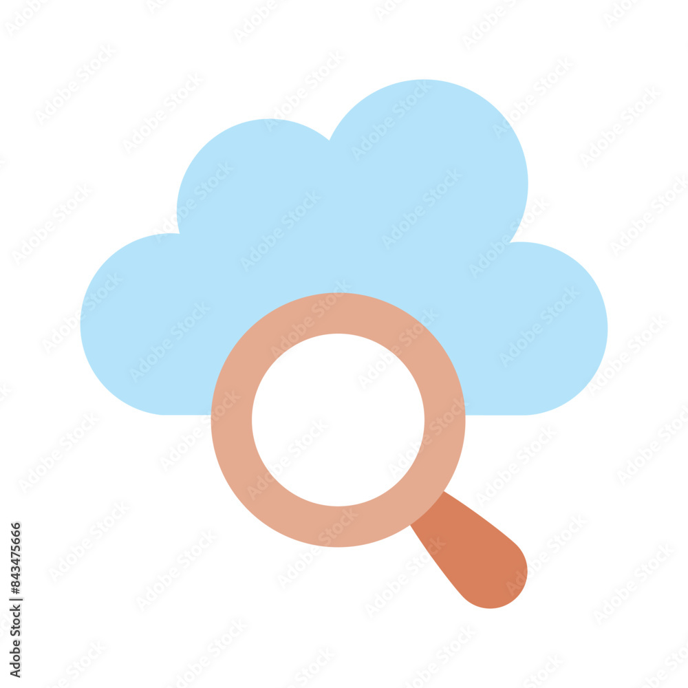 Magnifier with cloud, cloud search icon design, cloud finding vector Magnifier with cloud, cloud search icon design, cloud finding vector