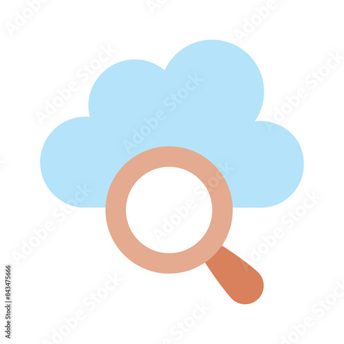 Magnifier with cloud, cloud search icon design, cloud finding vector