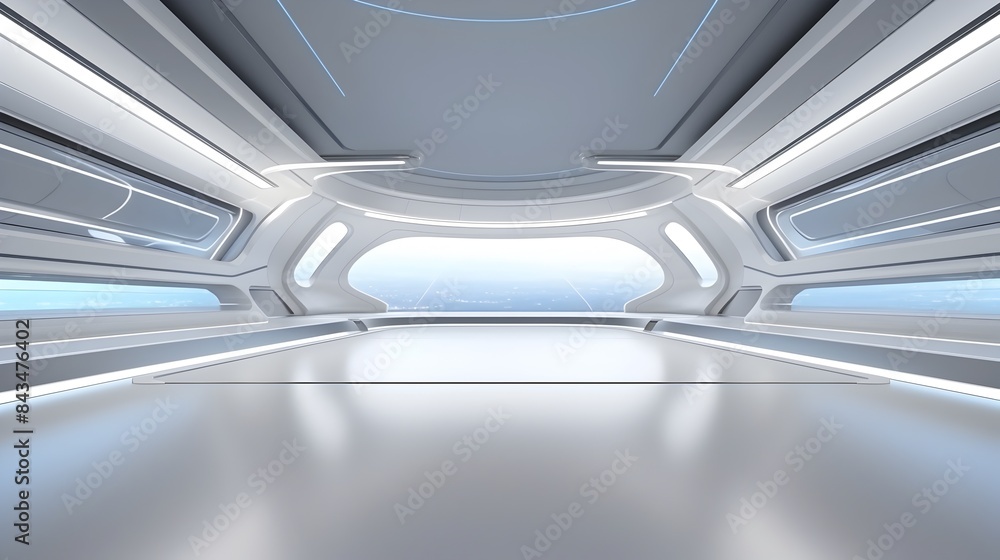 Futuristic Interior of Vast Minimalist Space with Architectural Design Elements Futuristic Interior of Vast Minimalist Space with Architectural Design Elements