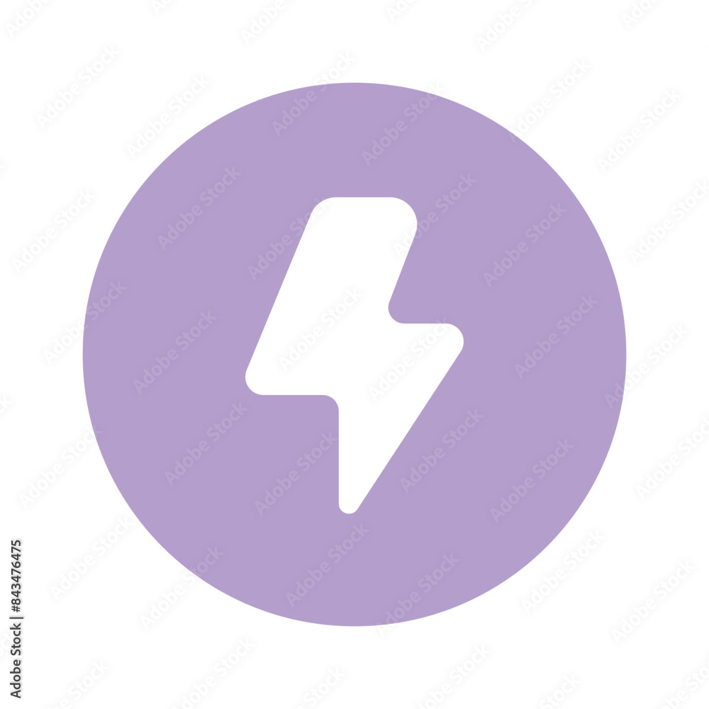 Thunder sign inside circle, icon of energy coin Thunder sign inside circle, icon of energy coin