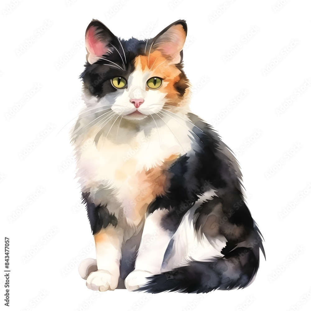 Vibrant Calico Cat on White Background Vibrant Calico Cat on White Background