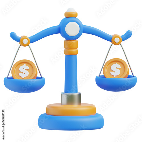 3D Financial Scale. Business and Finance.