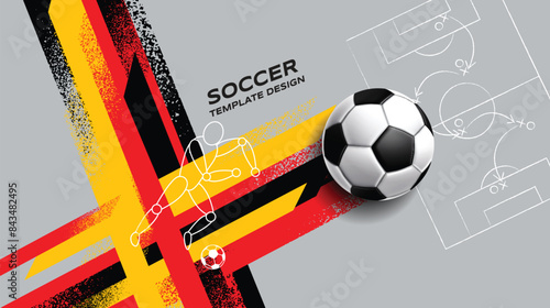 soccer banner template , Germany flag, texture grunge, football cup, illustration