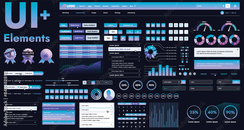 These graphic components provide a comprehensive approach to the development of interfaces that meet modern requirements for functionality and aesthetics in Internet resources. These graphic components provide a comprehensive approach to the development of interfaces that meet modern requirements for functionality and aesthetics in Internet resources.
