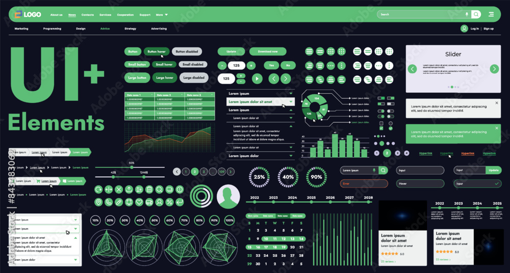 These graphic components provide a comprehensive approach to the development of interfaces that meet modern requirements for functionality and aesthetics in Internet resources. These graphic components provide a comprehensive approach to the development of interfaces that meet modern requirements for functionality and aesthetics in Internet resources.