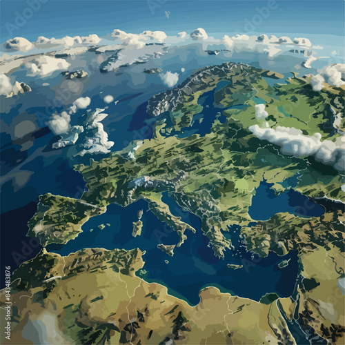Planet Earth - Europe 3d rendering
