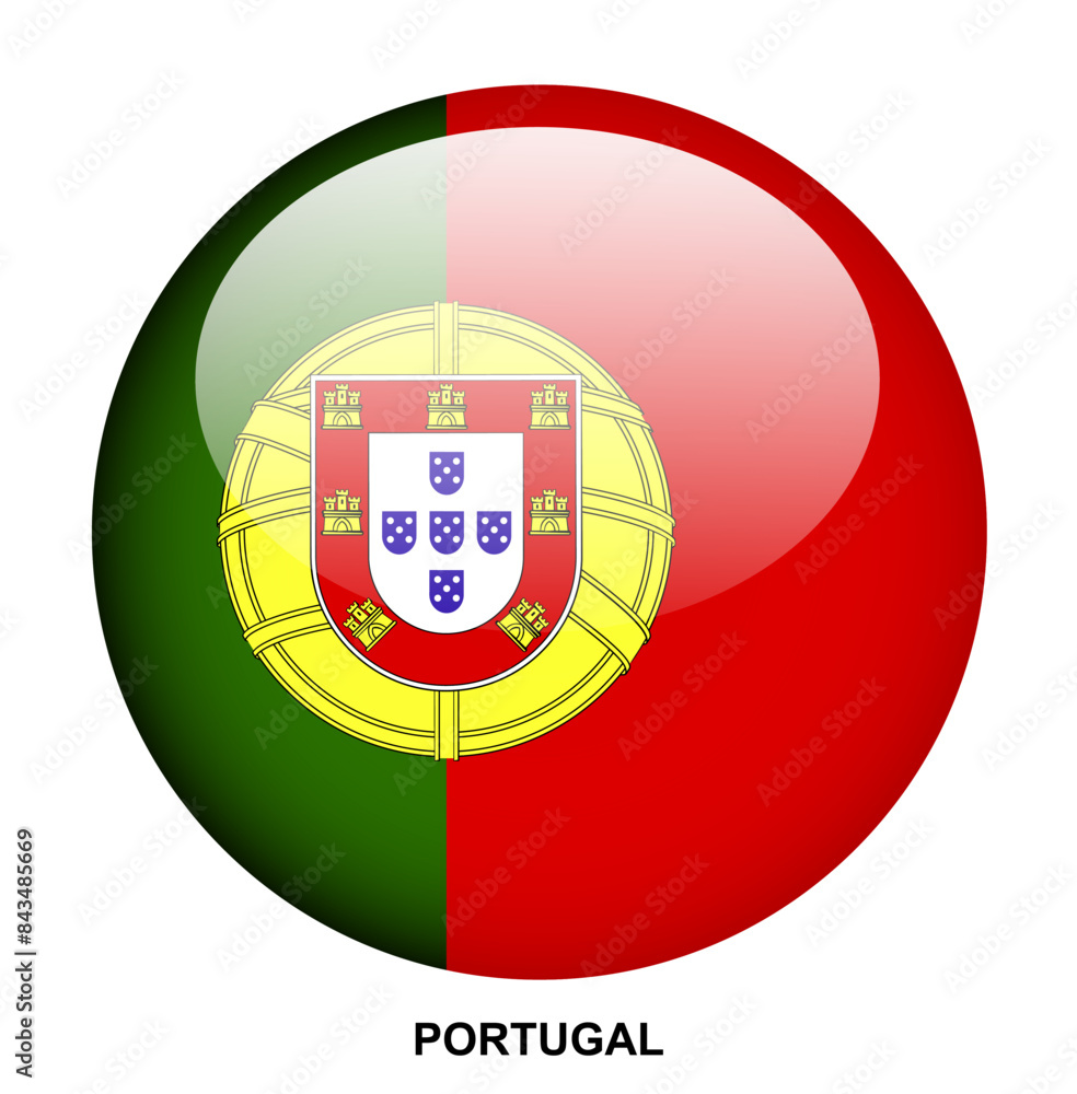 PORTUGAL button flag on white background PORTUGAL button flag on white background